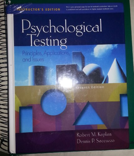 Cover of Psychological Testing: Principles, Applications, and Issues (PSY 430 Intimate Relationships)